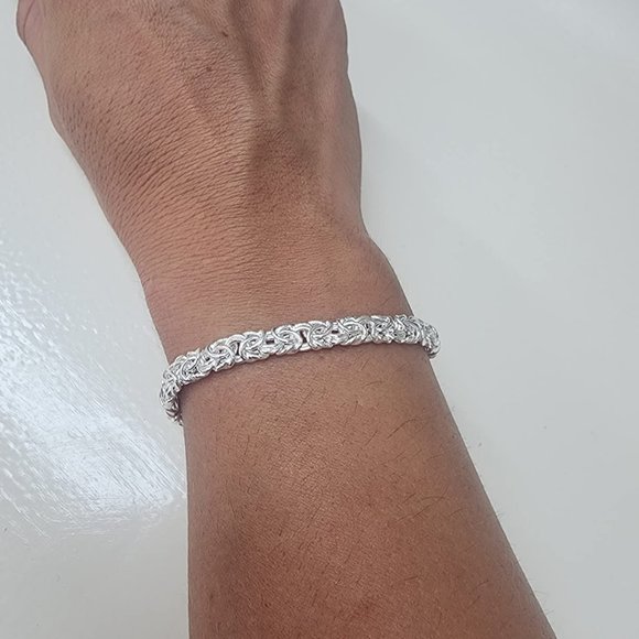 Neiman Marcus Miabella Italian 925 Sterling Silver Byzantine Bracelet - Picture 5 of 7